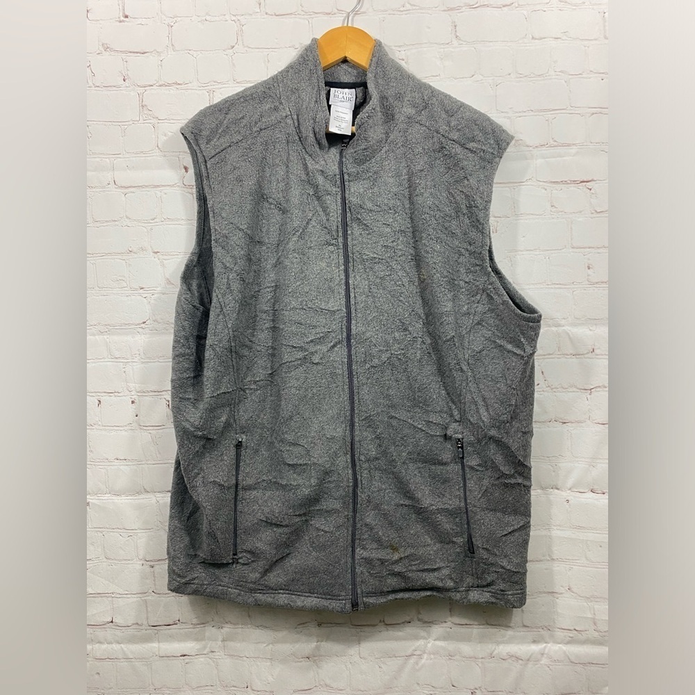 John Blair Fleece Vest Men’s Size XL Gray Full Zip Front Pockets (READ)